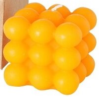 Boltze Home Kaars kubus met bobbels 5,8x6cm oranje