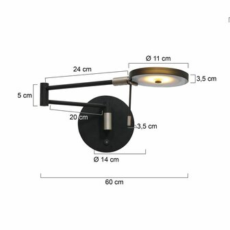 Steinhauer wandlamp Turound 2734ZW zwart