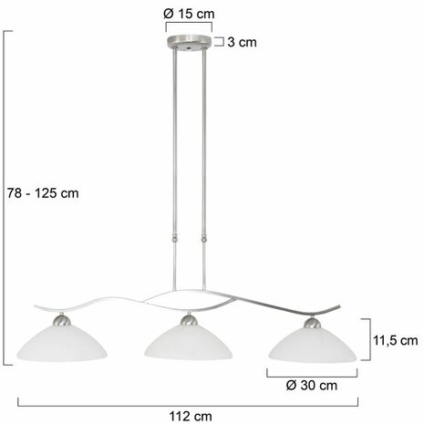 Steinhauer CAPRI hanglamp staal 3-lichts