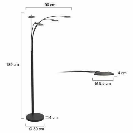 Steinhauer vloerlamp Synna 1327ZW Zwart